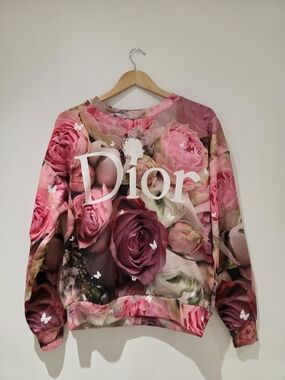 ROMWE Pink Floral Roses Print Women's Sweatshirt